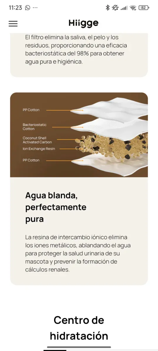 Fuente de agua premium para gatos Hiigge