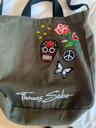 Bolso Thomas Sabo verde militar con parches