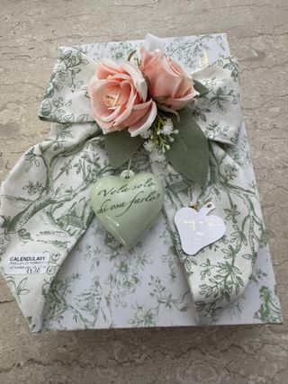 Fiocco cotone fiorato con cuore