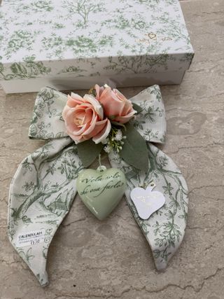 Fiocco cotone fiorato con cuore