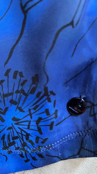 Blusa Luisa Cerano Seda Mezcla Floral Azul