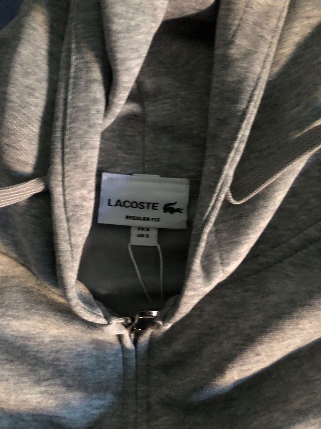 Sudadera Lacoste Gris Cremallera Talla S