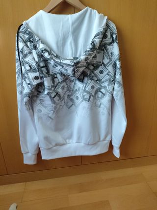 Sudadera de hombre blanca con estampado de billete