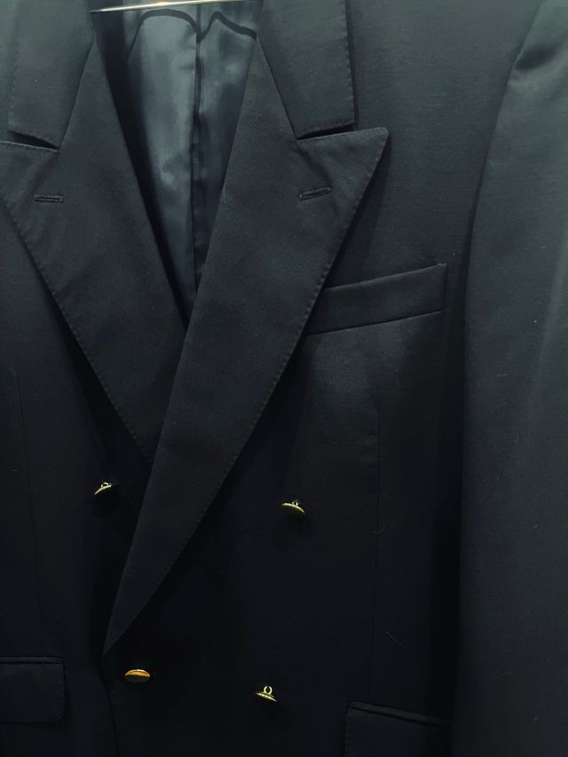 Giacca blazer blu uomo lana pura vergine vintage