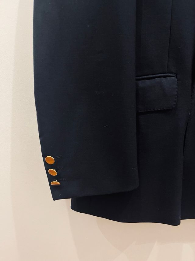 Giacca blazer blu uomo lana pura vergine vintage