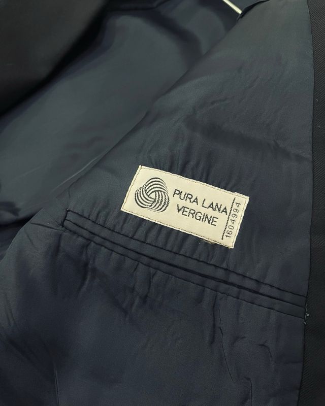 Giacca blazer blu uomo lana pura vergine vintage