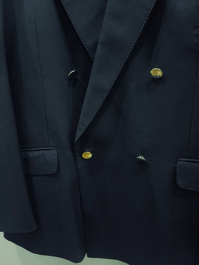 Giacca blazer blu uomo lana pura vergine vintage