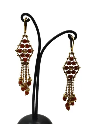 Pendientes largos Corales y Oro