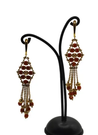 Pendientes largos Corales y Oro