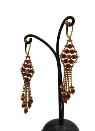 Pendientes largos Corales y Oro