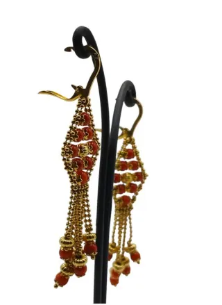 Pendientes largos Corales y Oro