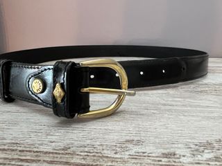 Cinturón Lottusse Piel Negro Hebilla Dorada