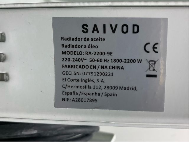 Radiador eléctrico Blanco de Saivod