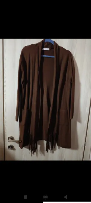 Cardigan marrone con frange taglia unica