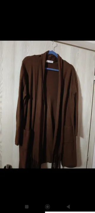 Cardigan marrone con frange taglia unica