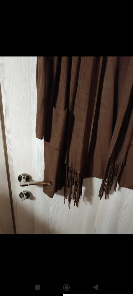 Cardigan marrone con frange taglia unica