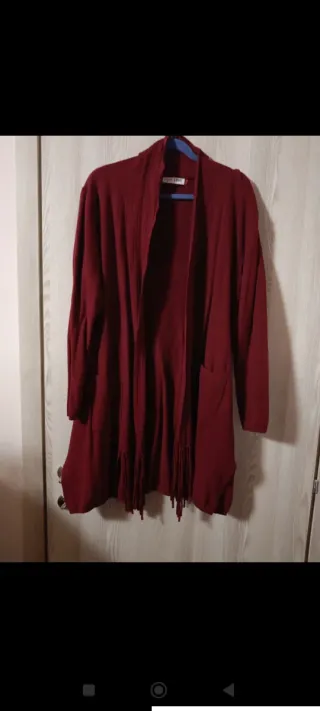 Cardigan bordeaux taglia unica con frange