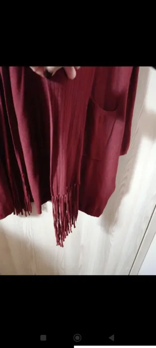 Cardigan bordeaux taglia unica con frange