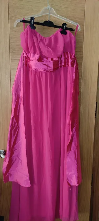 Elegante Vestido Largo Fiesta Ceremonia Fucsia