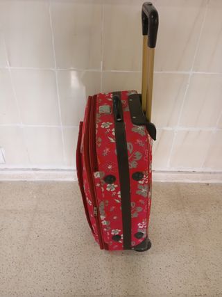 Maleta de viaje rosa con flores