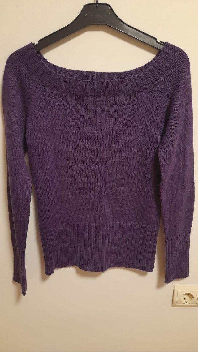 Jersey punto morado escote barco Talla M