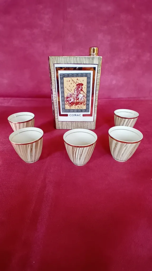 Juego Vintage Botella Coñac Don Quijote