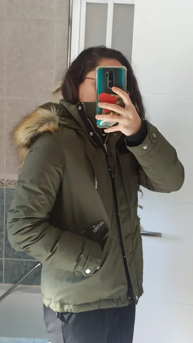 Abrigo verde invierno con cremallera