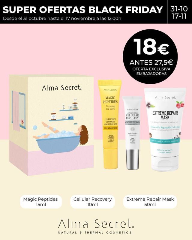 Lote 3 productos Alma Secret 18€ envío desde web