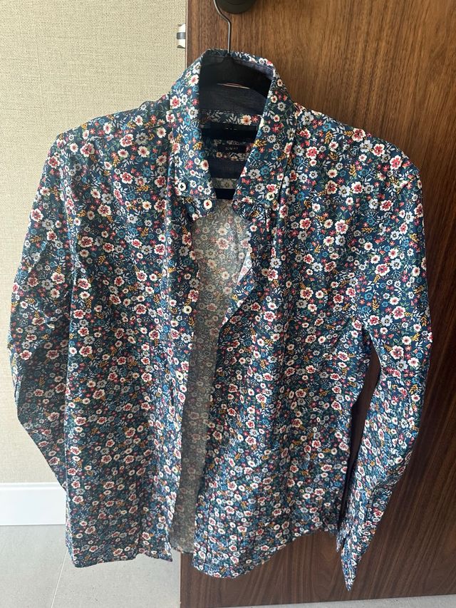 Camisa Zara Slim Estampada Floral Hombre M
