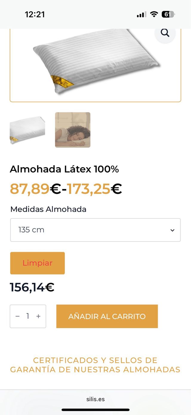 Almohada Látex Silis 135cm