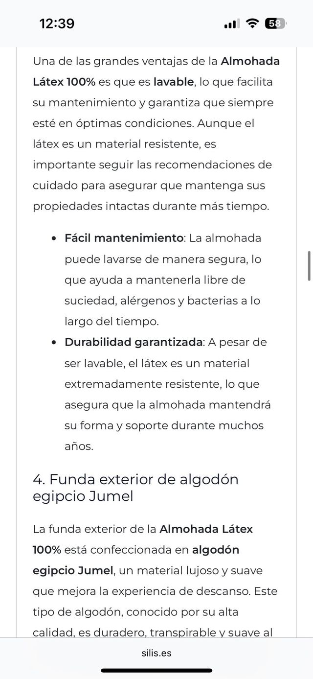 Almohada Látex Silis 135cm