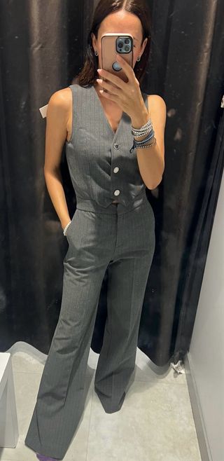 Morgan Mono Raya Diplomática Gris Talla 34