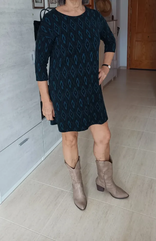 Vestido Zara Negro y Turquesa