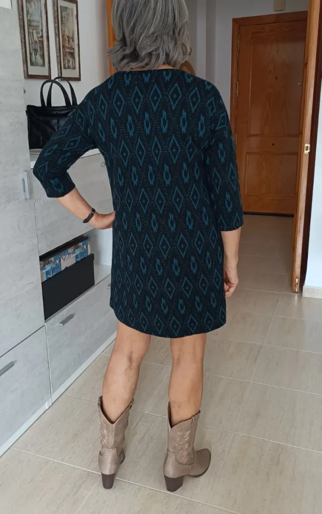 Vestido Zara Negro y Turquesa