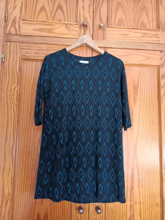 Vestido Zara Negro y Turquesa