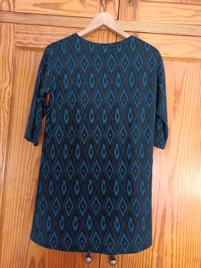 Vestido Zara Negro y Turquesa
