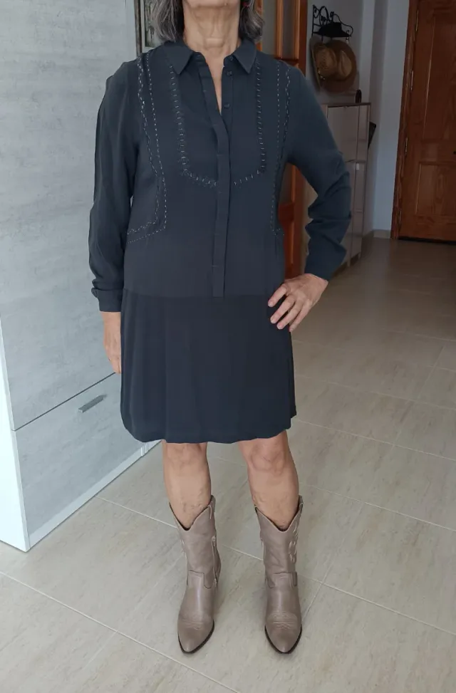 Vestido camisero gris