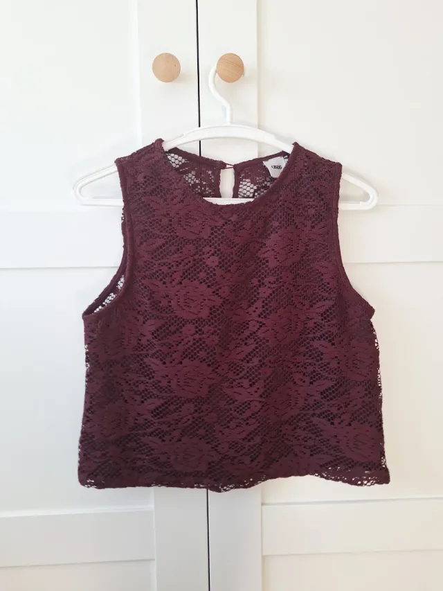 Top ASOS encaje burdeos talla 38