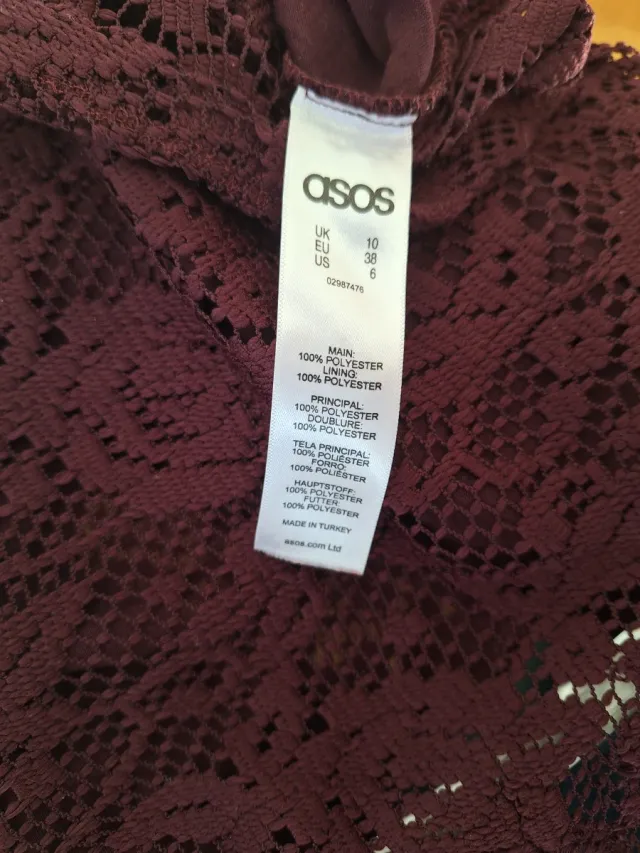 Top ASOS encaje burdeos talla 38