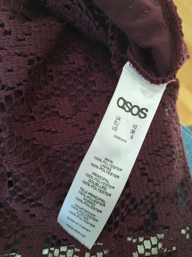 Top ASOS encaje burdeos talla 38