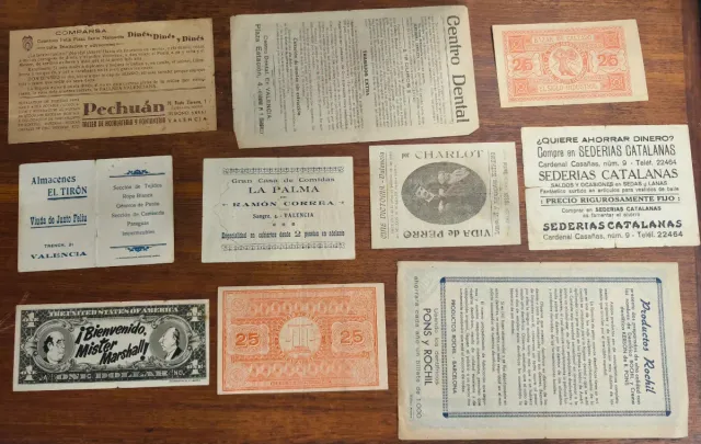 Colección 10 billetes antigua publicidad