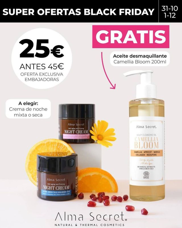 Alma Secret Crema Noche Seca 50ml + Aceite Camelli