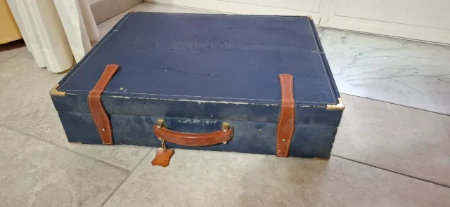 Borsa vintage blu e marrone