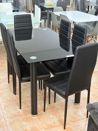 ! Nueva Oferta! Mesa comedor + 6 Sillas Negras !!