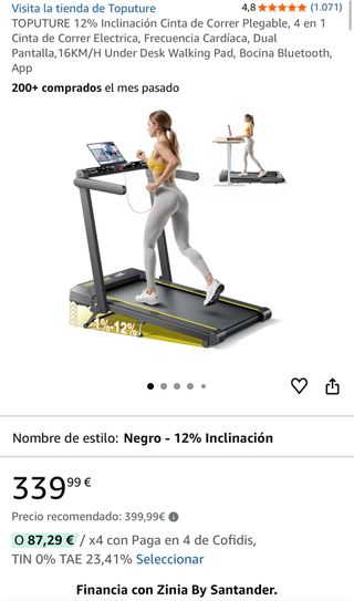 Cinta de correr TOPUTURE 12% Inclinación