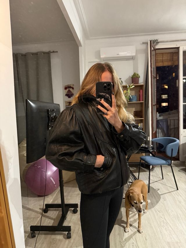 Chaqueta de cuero YSL Bomber 80s