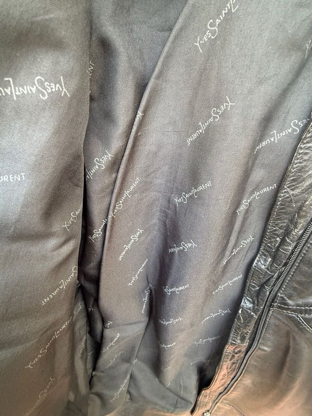 Chaqueta de cuero YSL Bomber 80s