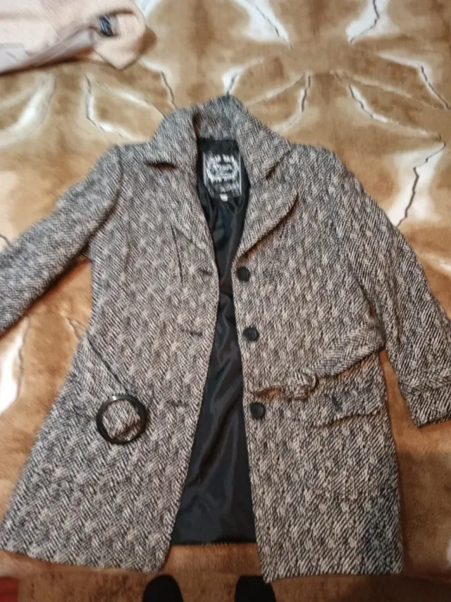 Chaquetón 3/4 gris y negro