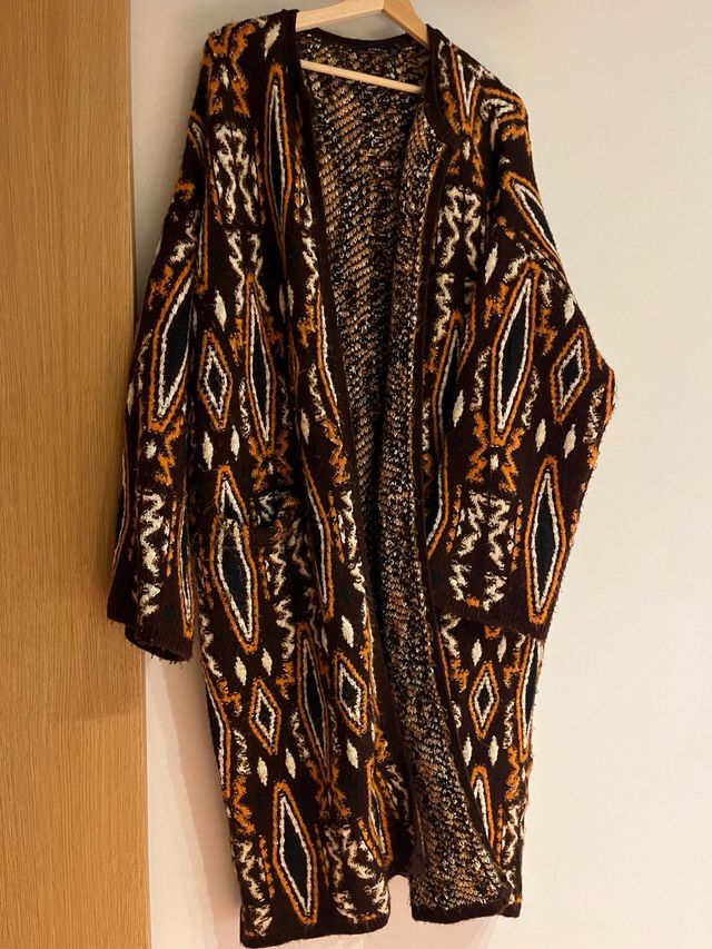 Chaqueta Zara Larga Oversize Tejido Étnico