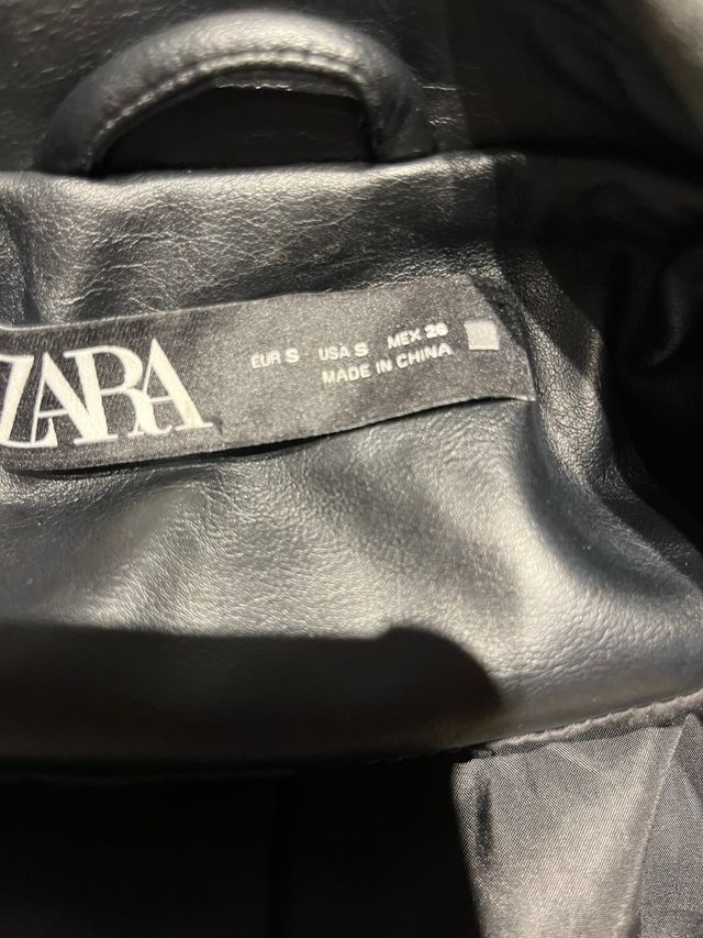 Cazadora Biker Zara Oversize Negra Talla S